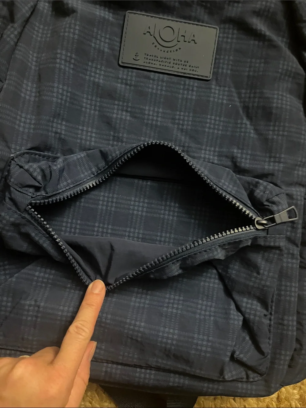 ALOHA Navy Plaid Compact Backpack